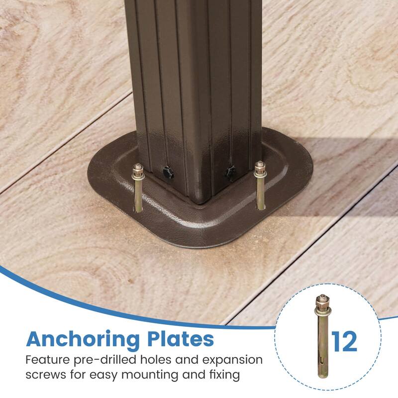 Costway 12 x 10 FT Hardtop Gazebo with Netting Heavy-Duty Double-Roof - Coffee