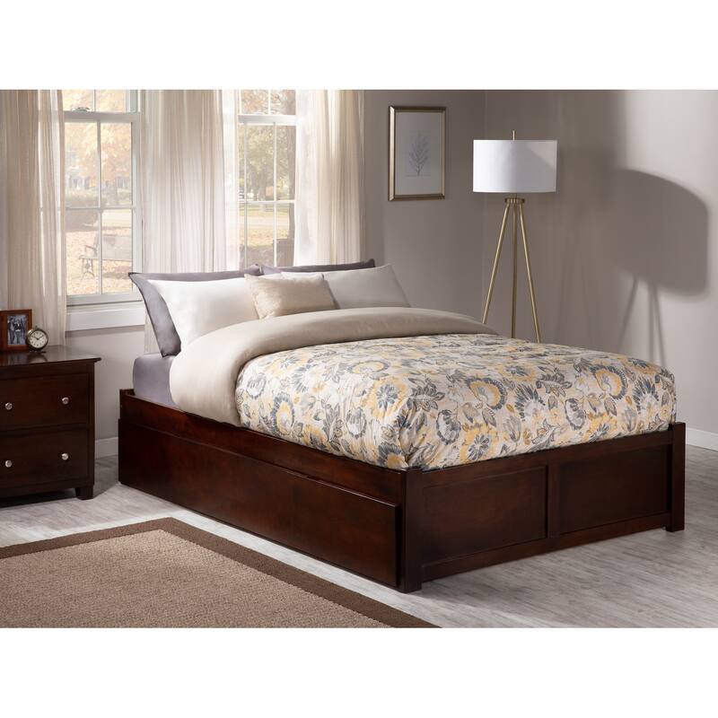 AFI Concord Full Platform Bed with Footboard & Full Trundle - Walnut