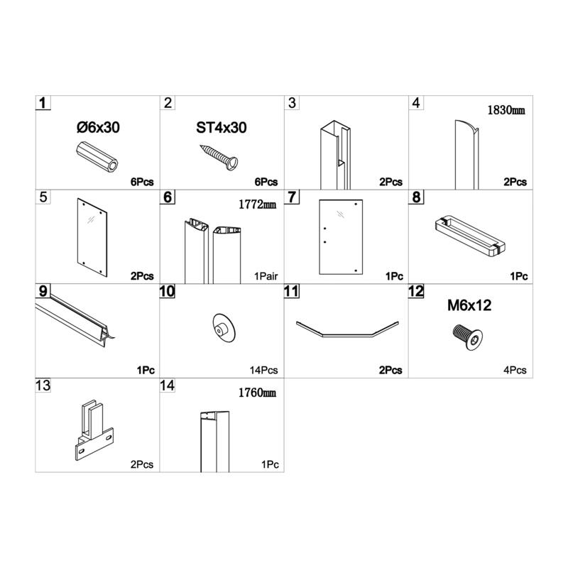 34"W x 72" H Framed Neo-Angle Hinged Shower Door - 34'' x 0.31'' x 72''