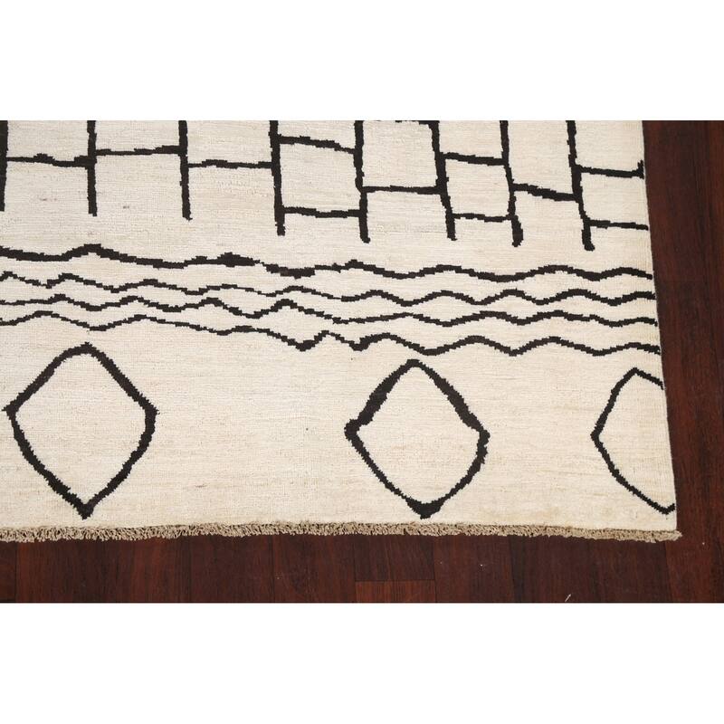 Vegetable Dye Moroccan Contemporary Area Rug Hand-knotted Wool Carpet - 8'1" x 9'9"