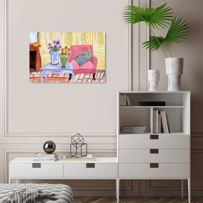 Wynwood Studio Canvas Floral and Botanical Corner of Our Living Room Yellow Wall Art Canvas Print - 24 x 16