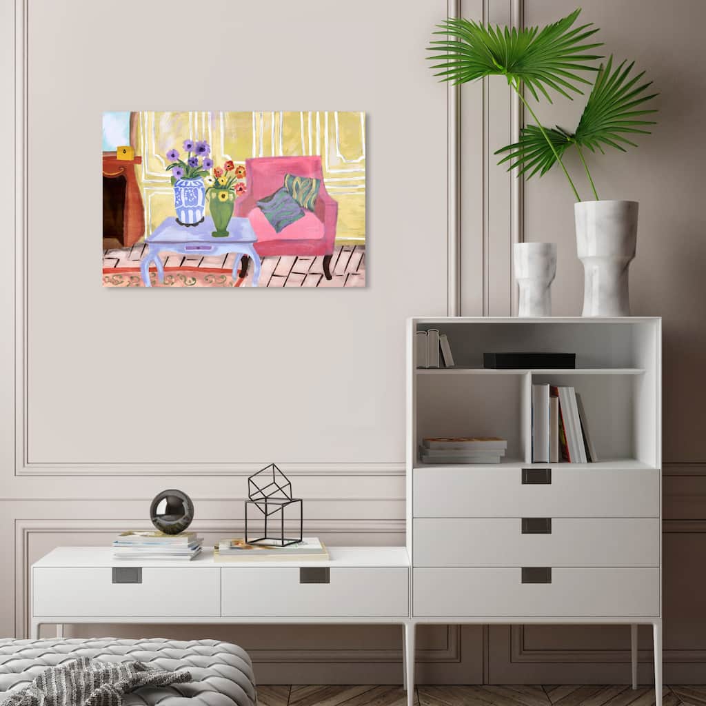 Wynwood Studio Canvas Floral and Botanical Corner of Our Living Room Yellow Wall Art Canvas Print