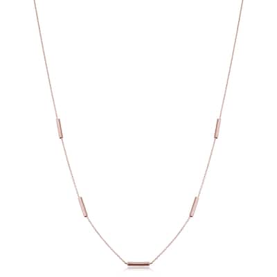 14k Yellow Gold or Rose Gold Tube Station Adjustable Length Necklace for Women