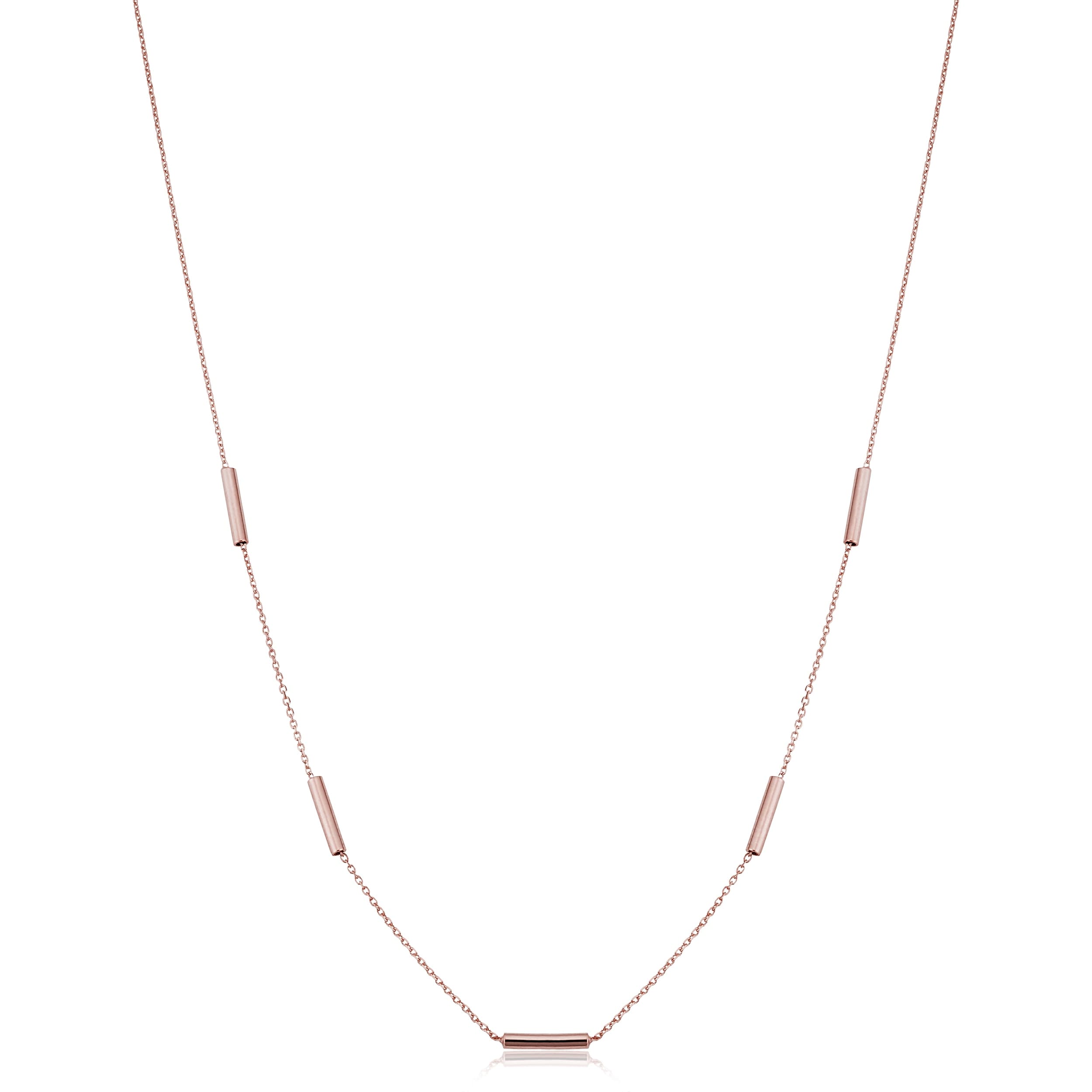 Au Naturale 14k Yellow Gold or Rose Gold Tube Station Adjustable Length Necklace for Women