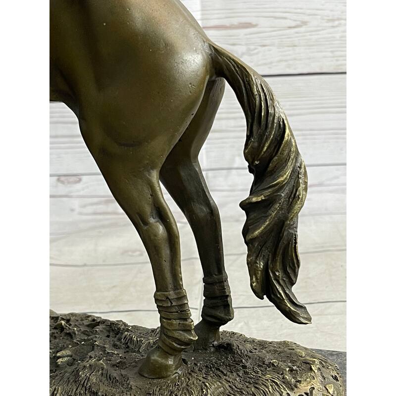 Hot Cast Original American Artist Fisher Jockey Bronze Sculpture Marble Base Art