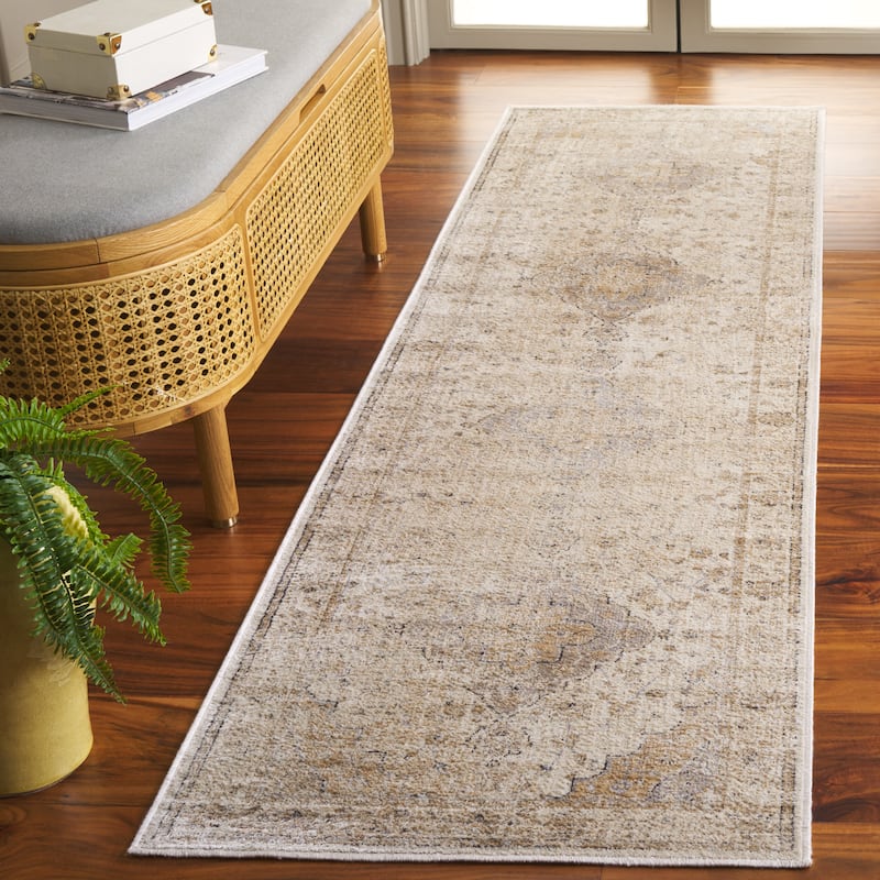SAFAVIEH Atlas Isidra Vintage Oriental Viscose Rug - 2'2" x 8' Runner - Ivory/Beige