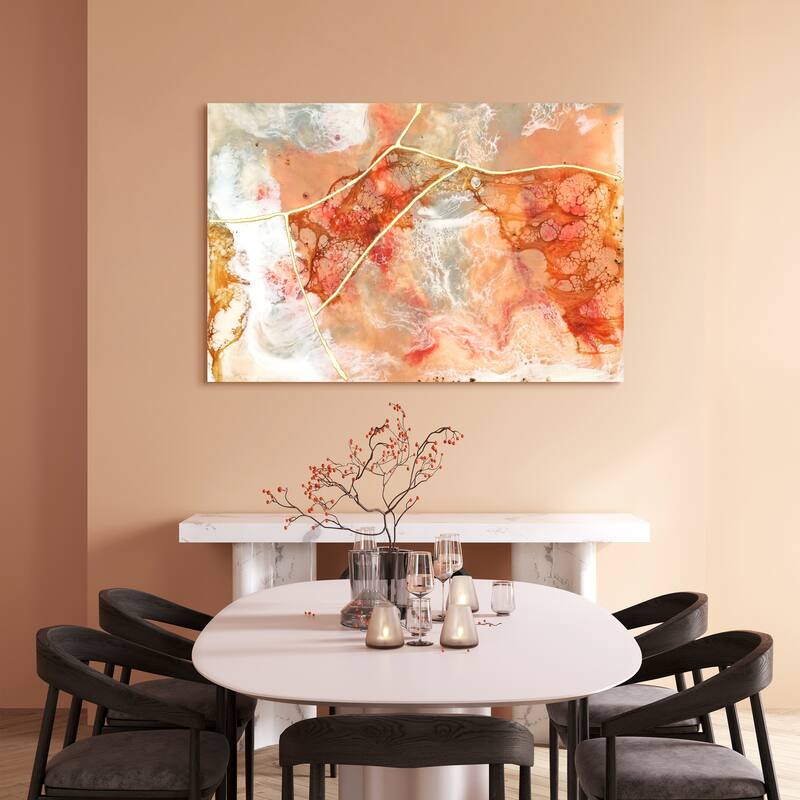 "Coral Lace I" Frameless Free Floating Tempered Glass Panel Graphic Wall Art