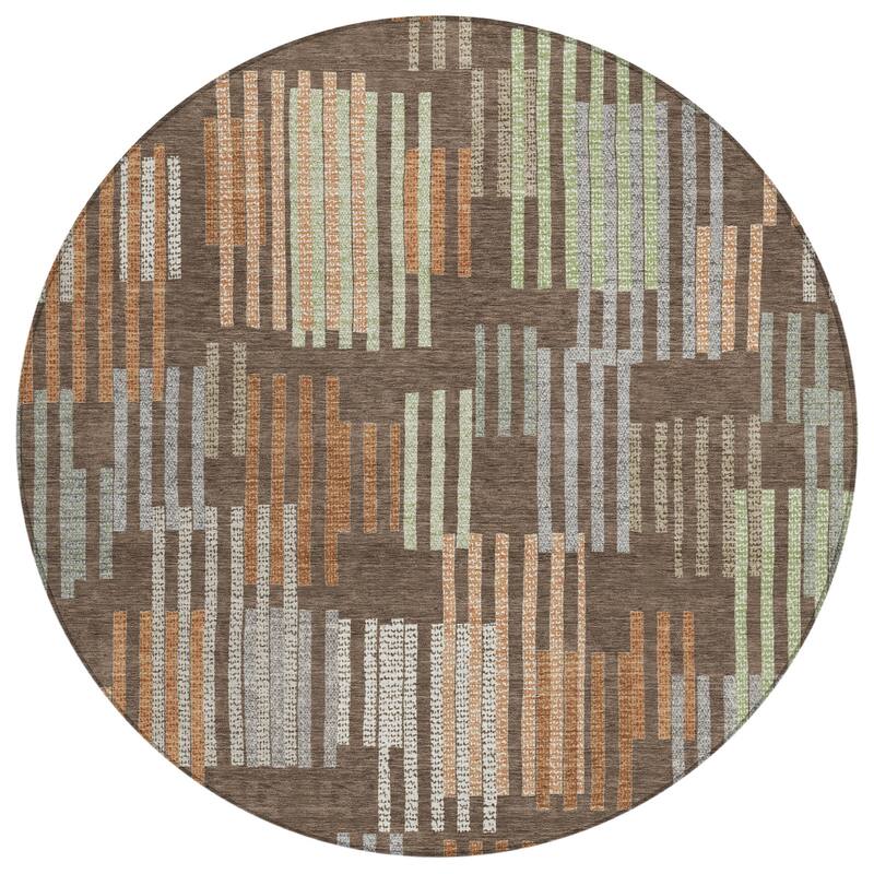 Machine Washable Indoor/ Outdoor Modern Pines Chantille Rug