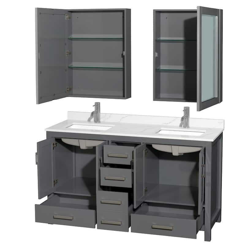 Wyndham Collection WCS141460D-QTZ-UNSMED Sheffield 60" Free Standing