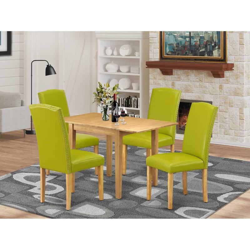 HomeStock 5-Pc Natural Oak Finish Solid Wood Top - Dining Room Set - Seats 4