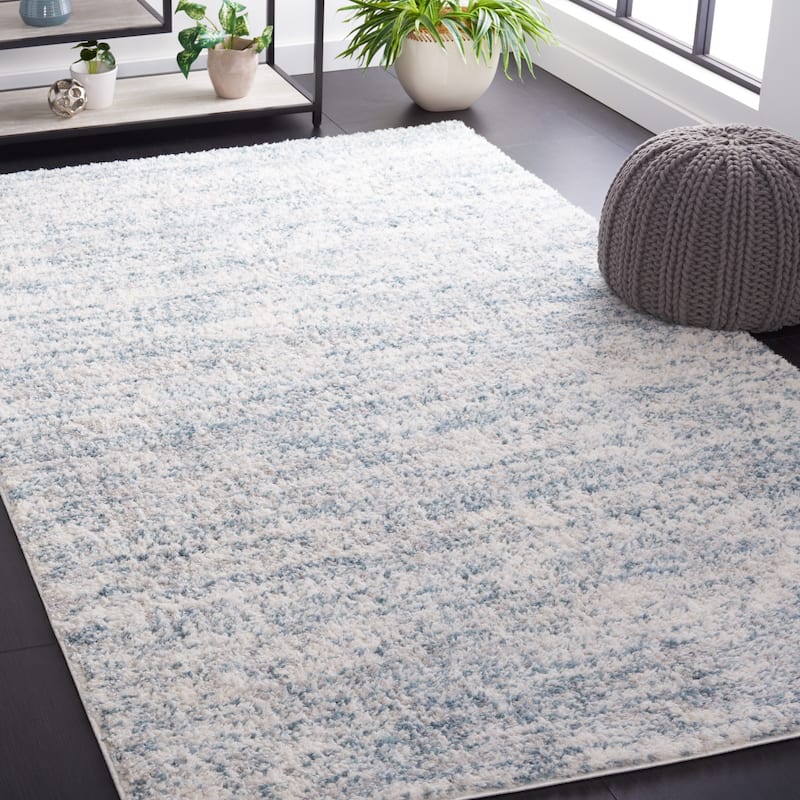 SAFAVIEH Berber Shag Rafaele 1.25-inch Thick Rug - 8' x 10' - Ivory/Light Aqua - Rectangle