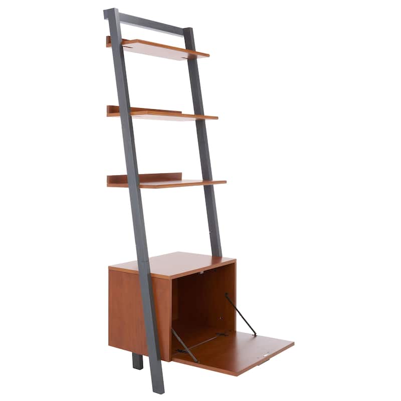 SAFAVIEH Ilianka Natural/Charcoal 3-Shelf 1 Door Etagere - 25" W x 15.4" L x 72" H - 25Wx15Dx72H
