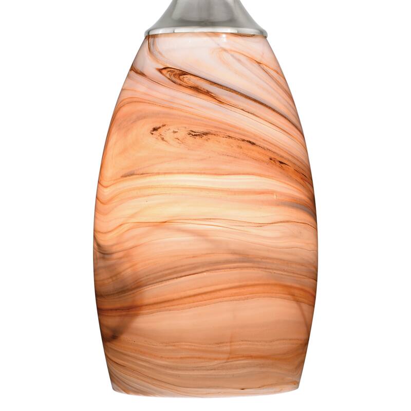 Milano Satin Nickel Mini Pendant Ceiling Light Amber Swirl Glass - 4.75-in W x 9.75-in H x 4.75-in D
