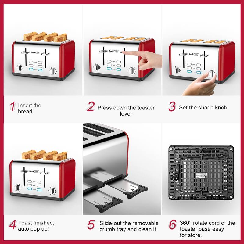 Stainless Steel 4-Slice Toaster Oven With Dual Control Panels