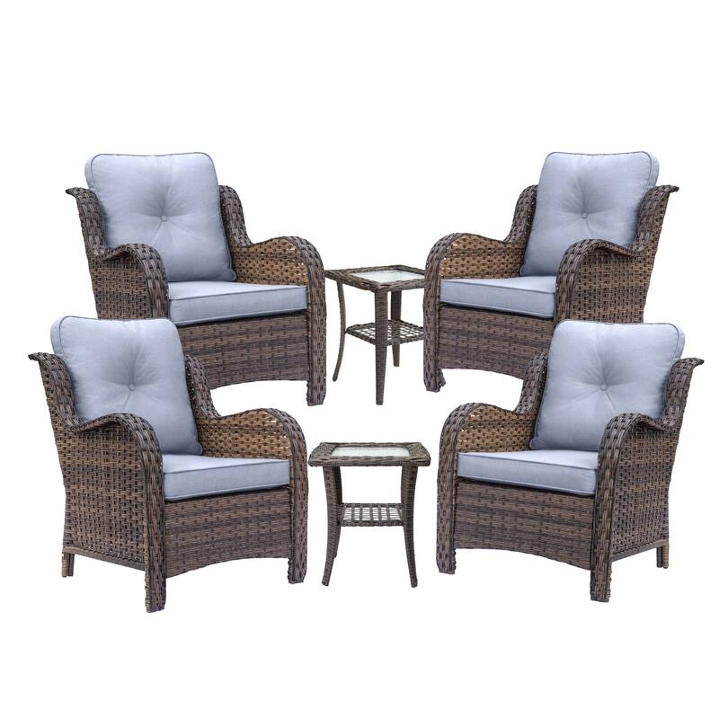 High Back Wicker Outdoor Patio Conversation Seating Sets with Side Table