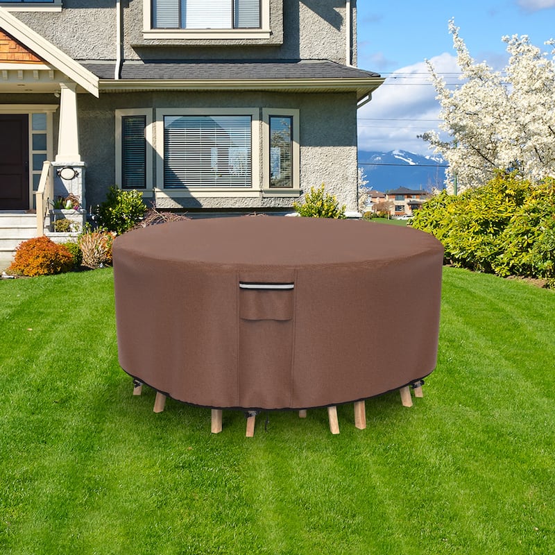 600D Heavy Materials Outdoor Round Patio Furniture Waterproof Anti-Fading Furniture Cover