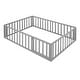 preview thumbnail 15 of 38, Safe Play Area, Full Size Wooden Floor Bed Frame with Fence and Door, Open Design Low Bed for Kids, Without Slats