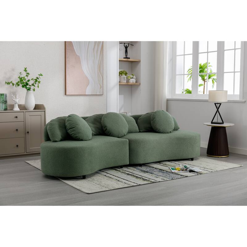 103.9" Modern Living Room Sofa Lamb Velvet Upholstered Couch Furniture for Home - Green