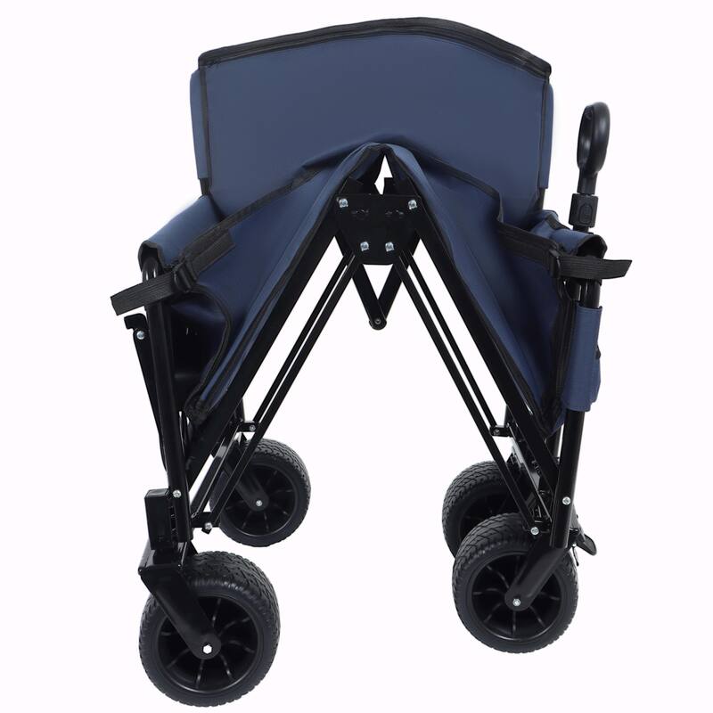 3-in-1 Convertible Folding Wagon Cart - Bench Seat, Rear-Mounted Folding Tabletop, 500lbs Heavy-Duty Utility Wagon