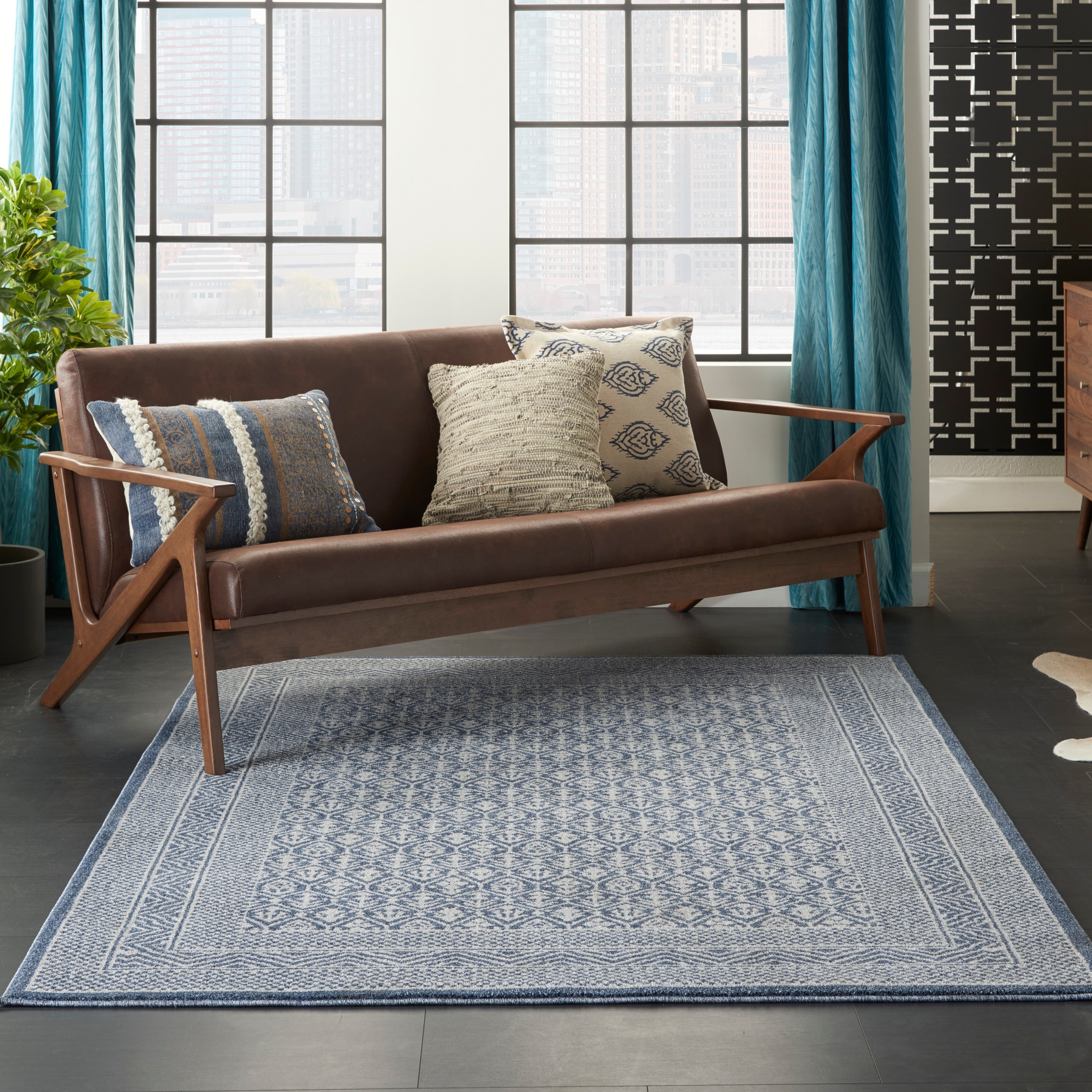 Carson Carrington Rantorp Royal Moroccan Blue/Grey Area Rug