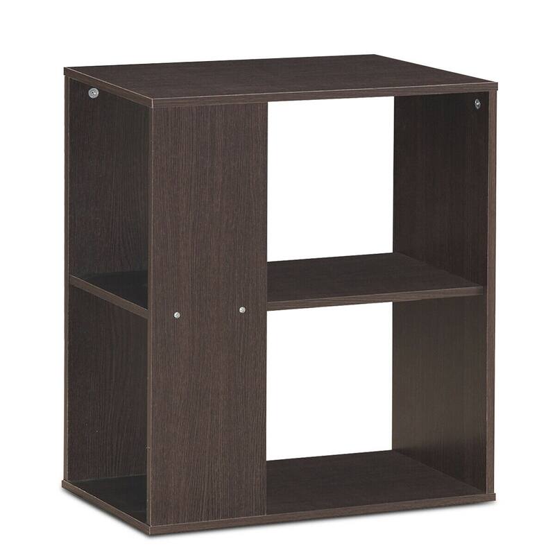 Gymax 2pcs 2-Tier Side Sofa End Table Bedside Nightstand Table Brown