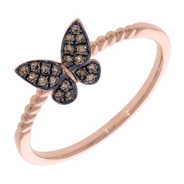 Prism Jewel 0.14Ct Brown Color Round Diamond Butterfly Ring