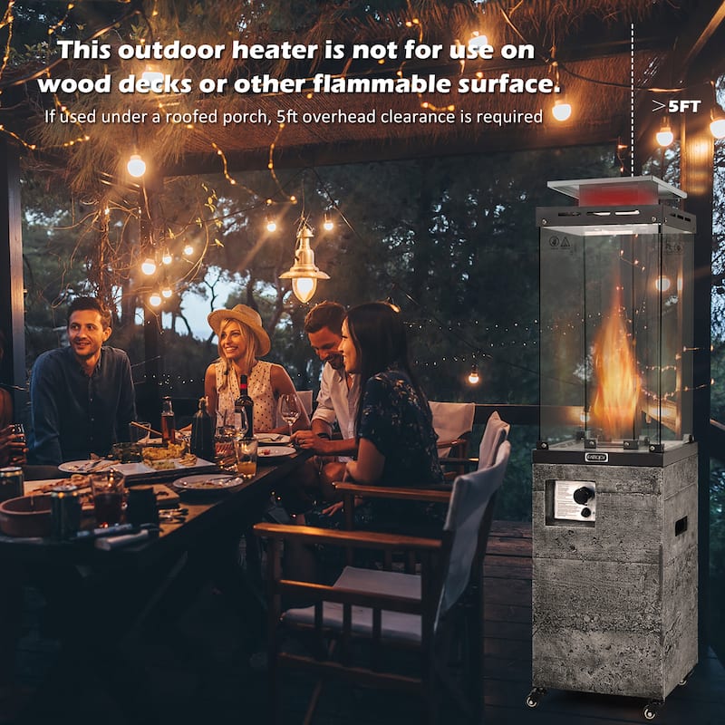 Gymax 41,000 BTU Propane Patio Heater Glass Tube Standing Gas Heater