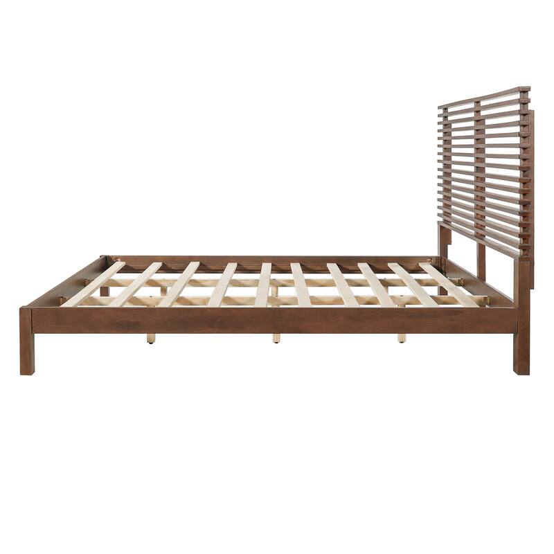 Christopher Knight Home - Stirling Contemporary Bedroom Set with Horizontal Slats Design Bed Frame & Shelf Storage Nightstands