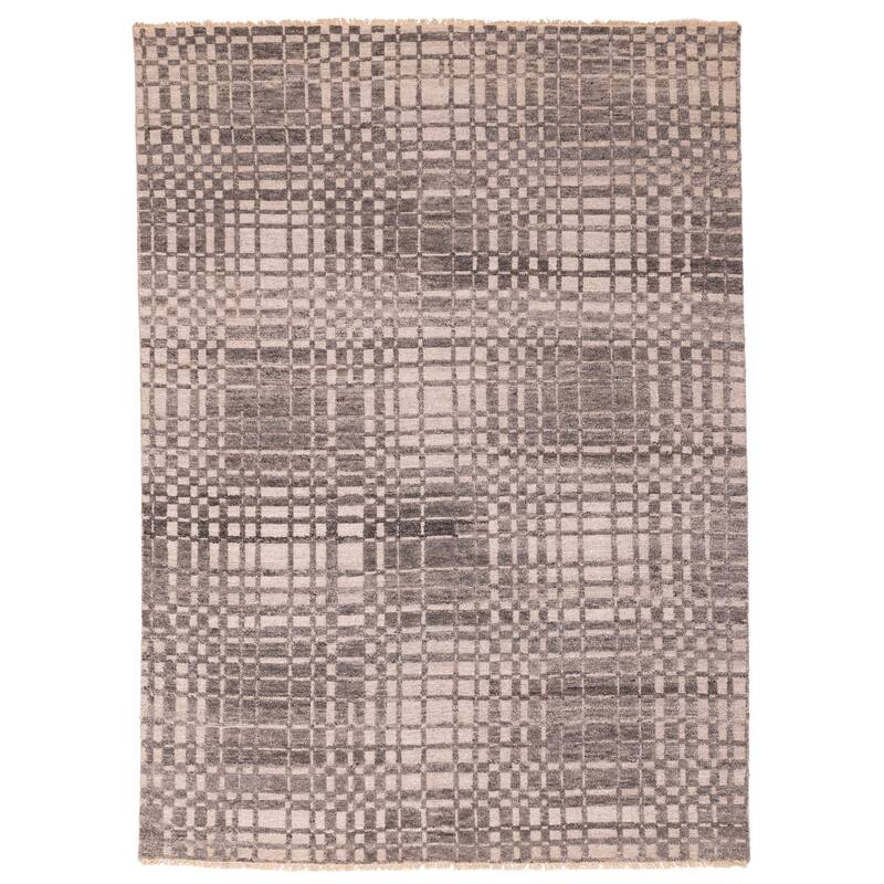 ECARPETGALLERY Hand-knotted Tangier Dark Grey Wool Rug - 7'11 x 10'10