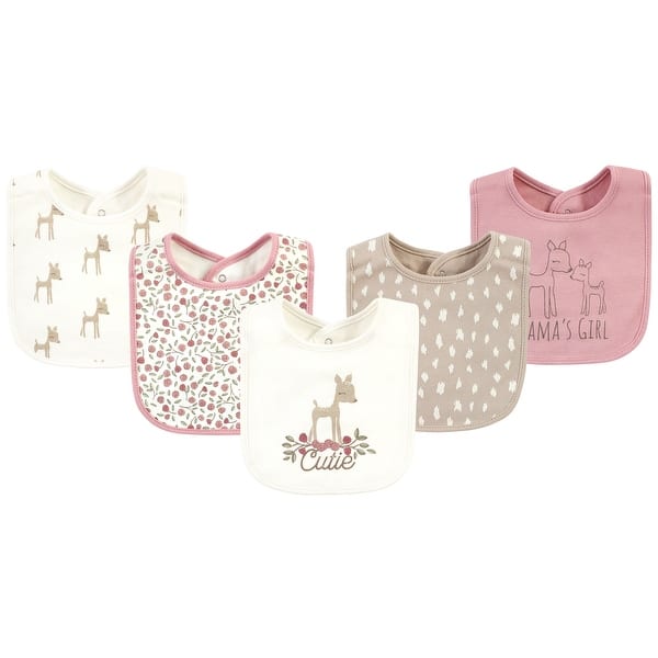 slide 1 of 1, Hudson Baby Infant Girl Cotton Bibs, Fawn Cutie, One Size - Fawn Cutie - One Size One Size - Fawn Cutie