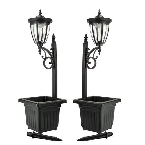 Sun-Ray Kambria 29" Solar Lamp Post and Planter (Set of 2)