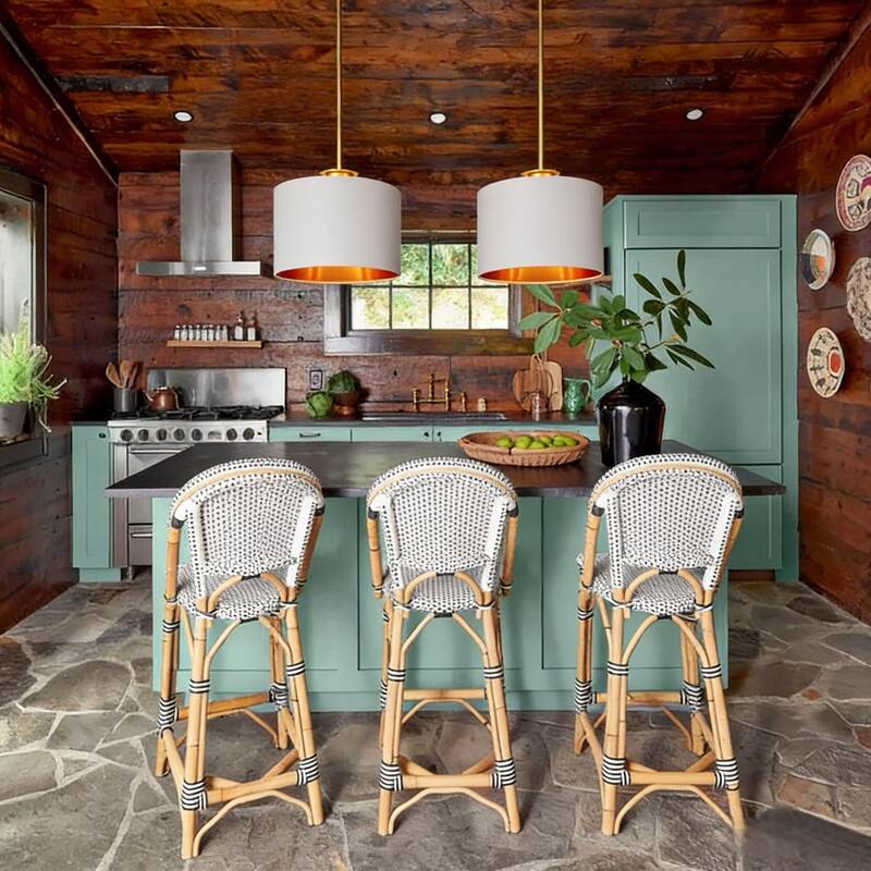 Modern Chandelier Dining Room Pendant Light Fixture Drum Fabric Shade