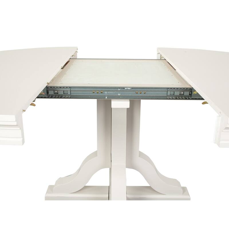 Magnussen Home Willowbrook Egg Shell White Extendable 48" Round Dining Table - 48''W x 48''D x 30''H