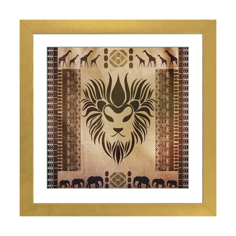 iCanvas "King of Africa" by Unknown Artist - Gold - 16x16x1