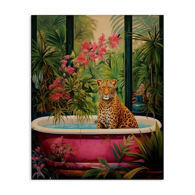Stupell Leopard in Lush Tropical Bath Canvas Wall Art Design By Heidi Kuntz