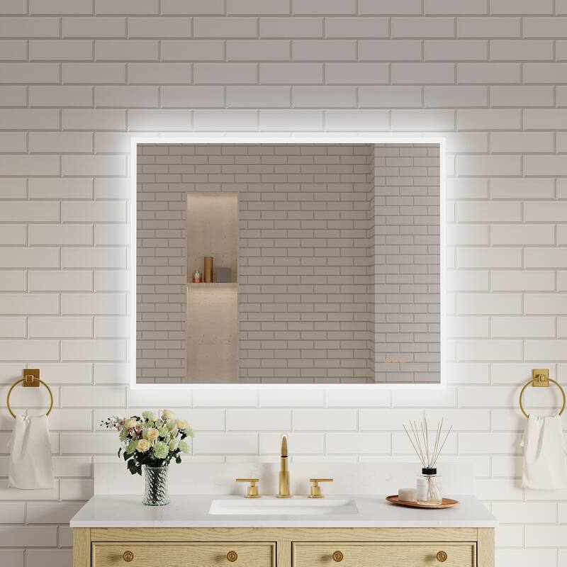 Modern Wall Mounted LED Bathroom Frontlit/Backlit Mirror With PMMA Diffuser - 40 in. W x 32 in. H
