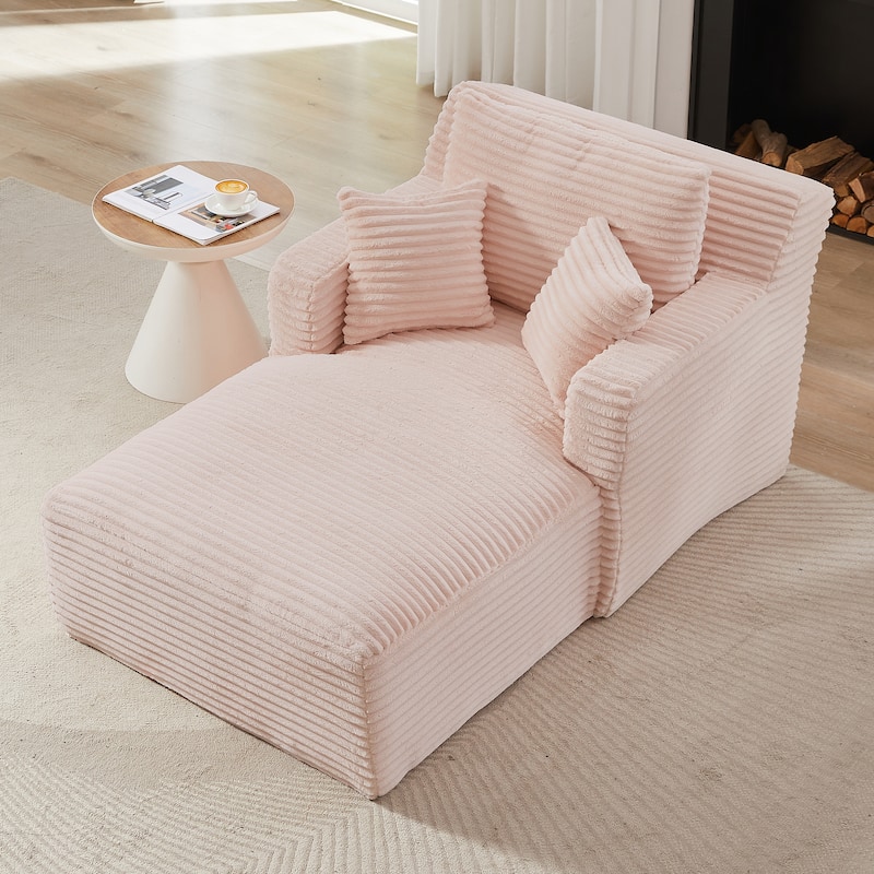 Indoor Single Chaise Sofa, Modern Corduroy Upholstery, No Assembly Required, Comfy Sleeper for Living Room, Office