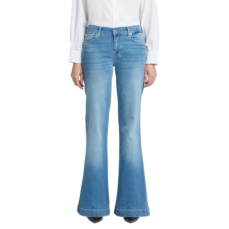 7 For All Mankind Women's Dojo Tailorless Mid-Rise Wide Leg Flare Jeans - Ideal - 24