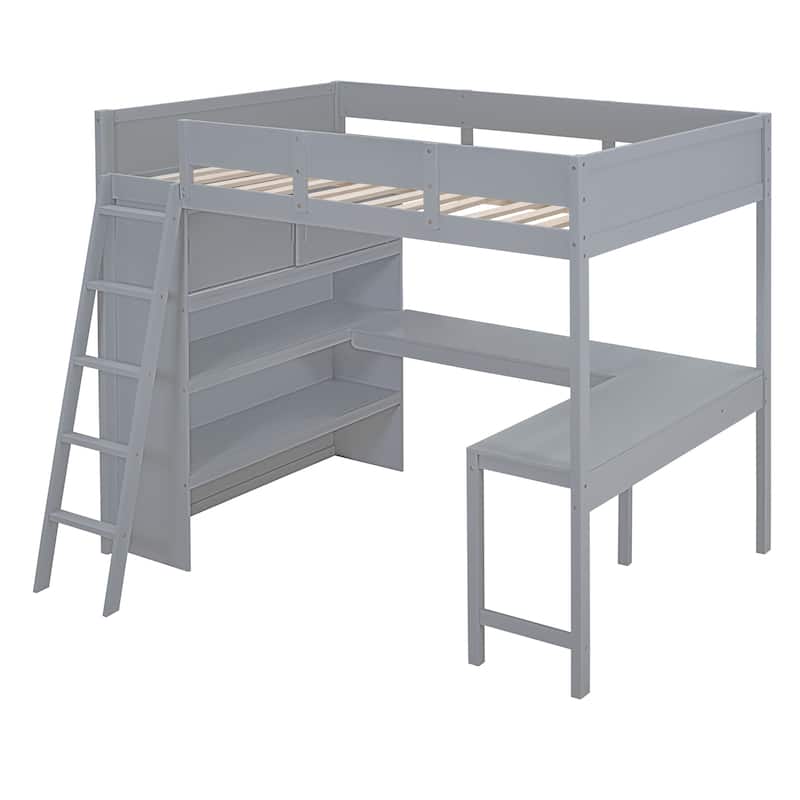 Loft Bed with Desk and Shelf