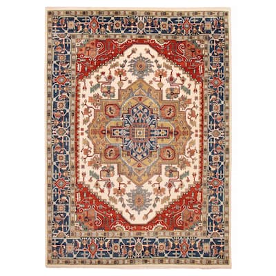 ECARPETGALLERY Hand-knotted Serapi Heritage Ivory Wool Rug - 9'10 x 13'9