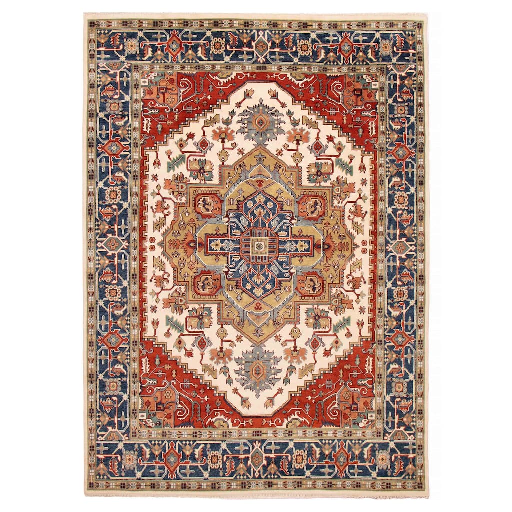 ECARPETGALLERY Hand-knotted Serapi Heritage Ivory Wool Rug - 9'10 x 13'9