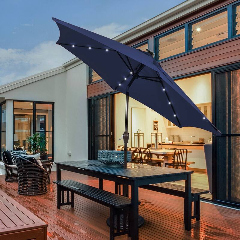 Costway 10' Solar LED Lighted Patio Market Umbrella Shade Tilt