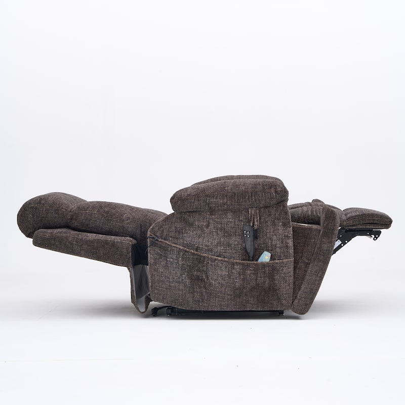 Velvet Oversized Power Lift Recliner Chair with Dual OKIN Motors, 180° Flat Lay, Massage, and 400 lbs Capacity