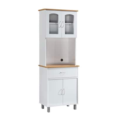 78" White Top and Bottom Enclosed Kitchen Cabinet