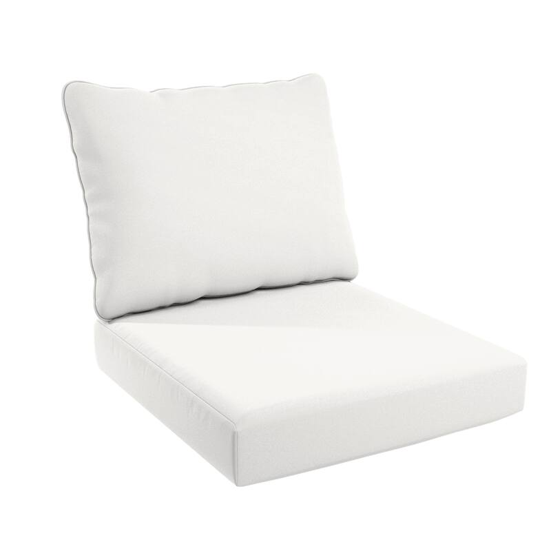 California Umbrella Outdoor Deep Seat Cushion Set, 24" x 48", Sunbrella Fabric, Densified Fiber Fill - Natural