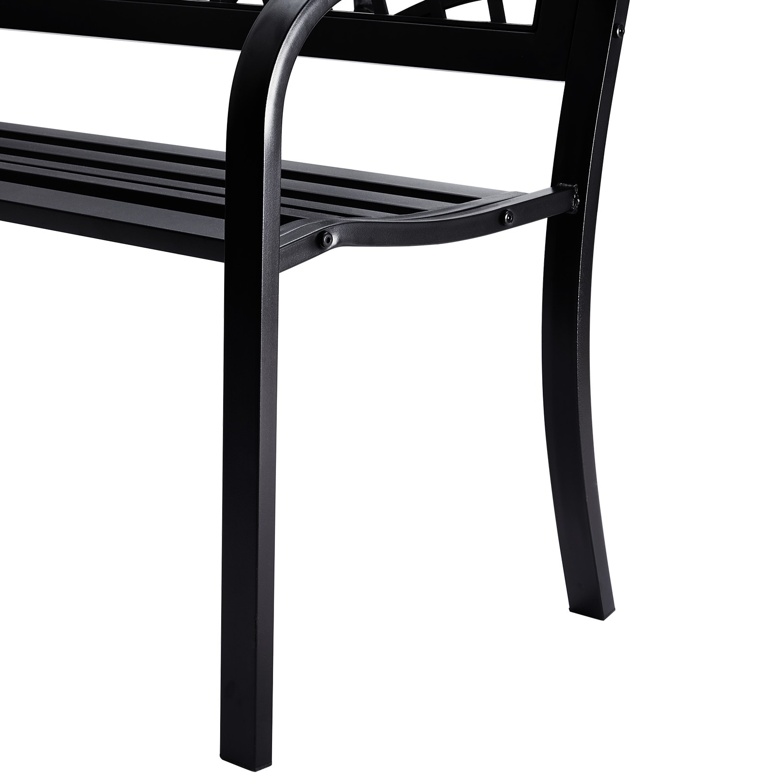 Metal Garden Bench With Backrest And Armrests High Load Capacity For Outdoor Park Yard