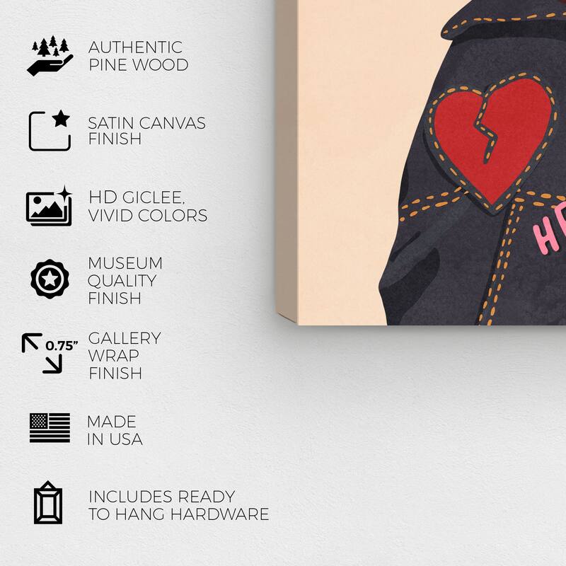 Wynwood Studio Canvas Fashion and Glam Heart Breaker White and Vanilla Modern & Contemporary Wall Art Canvas Print