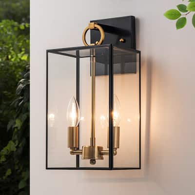 C Cattleya 2-Light Dark Bronze Finish Brass Outdoor Wall Lantern