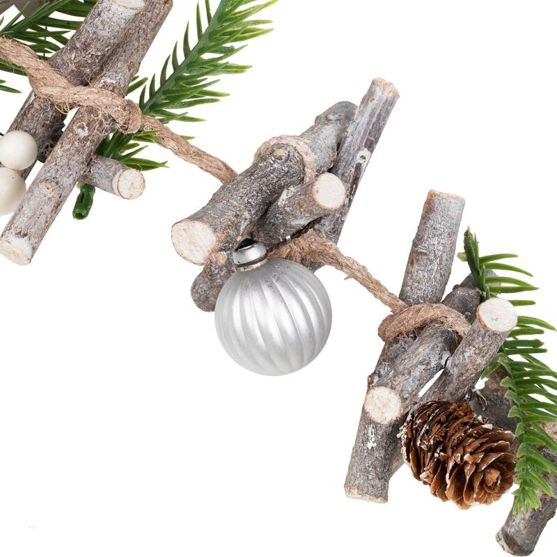 Ornaments and Stars Wood Branch Artificial Christmas Garland - 3.25' x 4" - Unlit