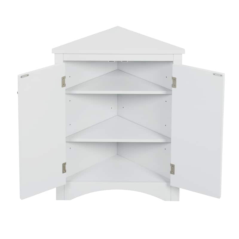Roomfitters Triangle Bathroom Storage Cabinet with Adjustable Shelves Freestanding Floor Unit for Home or Kitchen